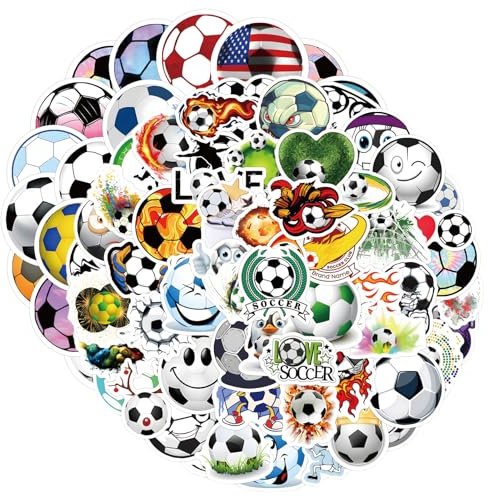 180pieces Football Stickers, Waterprof Vinyl Sticker, Vinyl Soccer Stickers, Football Stickers for Party Bags, Football Wall Stickers for Laptop Computer Skateboard Water Bottles, Guitar, Suitcase