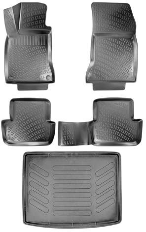 fussmattenprofi.com Juego de alfombrillas de goma 3D y bandeja de maletero para Mercedes Clase B W246, año de construcción 2011-2018, borde alto, alfombrillas para todo tipo de clima, TPE inodoras,
