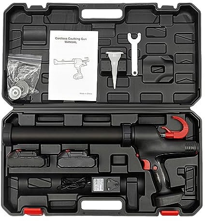 Caulking Gun, 21 V Soft Hard Glue Glass Glue Gun Handheld Chargeable Sealant Guns Tool with 2 Li-Batteries, 6-Speed Adjustable Electric Cordless Caulking Gun