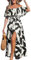 CUPSHE Women's Midi Dress Paisley V Neck Ruffled Boho Short Sleeve High Waist A Line Casual Summer Dresses Black White M