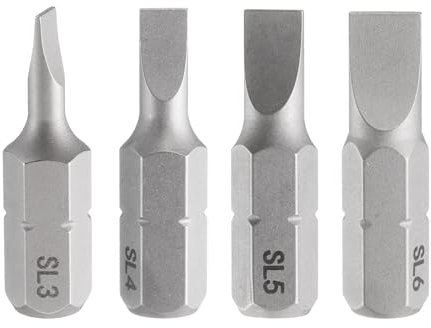 sourcing map 4pcs SL3/SL4/SL5/SL6 Slotted Screwdriver Bit 1/4 Hex Shank 25mm/1 Length Magnetic Flat Head S2 Steel Screw Driver Bit
