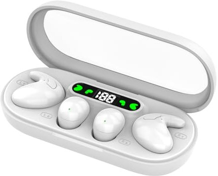 Xmenha Dos pares Mini Pequeños Bluetooth 5.4 Blanco Auriculares Inalámbricos Auricular Invisible Sueño Impermeable Impermeable Deporte Doble Auricular Pequeño Oreja para Parejas Dos