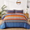 WONGS BEDDING Tagesdecke 220x240 Bettüberwurf Boho Decke Steppdecke 3 Teilig Doppelbett Gesteppt Bettdecke Mikrofaser Wohndecke mit 2 Kissenbezug 50x75 für Schlafzimmer als Sofaüberwurf, Blue Orange