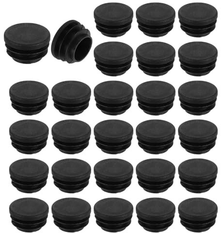 QUARKZMAN 28 Stück Runde Abdeckkappen, Schwarze Blindstopfen, Rohrabdeckung aus Polyethylen 25mm (0,98 Zoll) Möbelbeinrohr Einsatz Kunststoffkappen, Verschlusskappe für Stuhl Sofa Regal