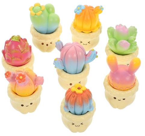 FUNOMOCYA 8Piezas Mini Cactus Artificiales Maceta para Decoración de Escritorio Adornos de Suculentas Falsas para Micro Paisajismo Decoración de Mesa y Oficina