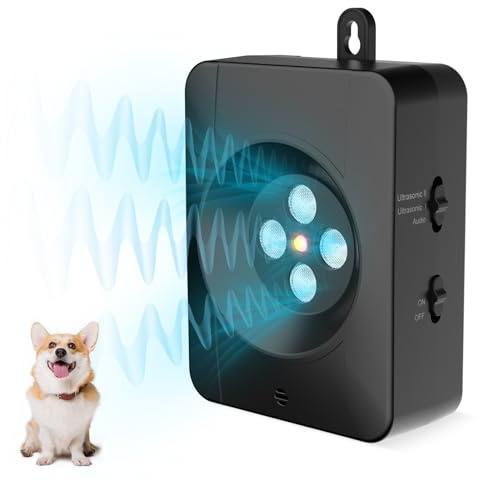 Antibell für Hunde, 3 Modi Antibell Ultraschall Gerät, 55 Fuß Stopp Hundebell Gerät, IPX4 wasserdichtes Anti-Bell-Mittel für Hunde das Training Großer Kleiner Hunde im Freien Innenbereich