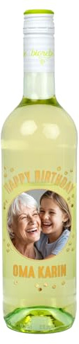 Herz & Heim® Personalisierter Geburtstagswein mit Foto & Name – Rotwein, Weißwein oder Rosé – Geschenkidee zum Geburtstag – 0,75 l Flasche (0,75 l, Weißwein)