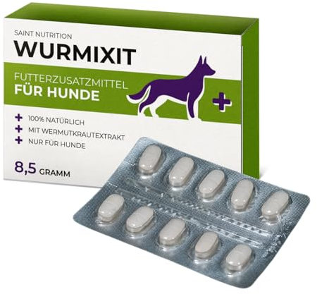 Saint Nutrition® WURMIXIT – Wermutkraut Extrakt Hund – Natürliche Kräuterformel für Hunde - Wurmkur Alternative - Ergänzungsfuttermittel für eine optimale Unterstützung - ohne künstliche Zusätze
