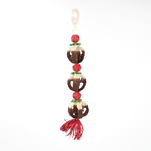 Rosewood Cupid & Comet Loofa Pudding Garland for Small Animals – Festive Hanging Enrichment Toy, Made from Natural Loofa, Rattan and Cornleaf, Glue-Free, Gnawing Toy for Rabbits, Guinea Pigs, Hamsters