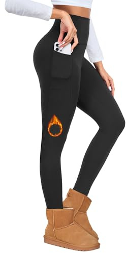 Ulknyss Thermo Leggings Damen Gefüttert High Waist Thermoleggins Blickdicht Plüsch Leggings Warme im Winter Thermohose