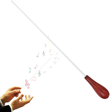 Bacchetta Direzione con Manico in Legno Bastone Direttore d'Orchestra | Impugnatura Ergonomica Sicura Design Leggero per Bambini Adulti Classe Orchestra Performance Tamburo