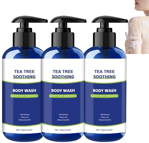 Tea Tree Body Wash, Gentle Cleansing with Tea Tree Oil for Men & Women, Soothing Itching & Promoting Healthy Skin, Nourishing & Refreshing, Hydrating Skin (3pcs)