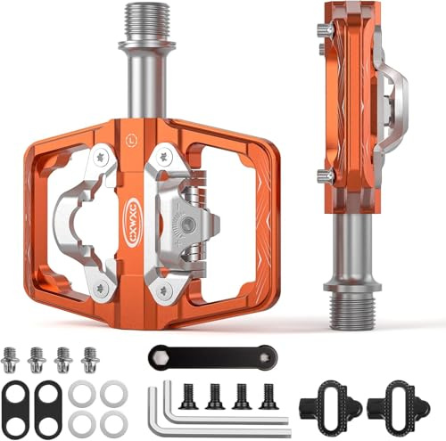 Mountainbike-Pedale kompatibel mit Shimano SPD Cleats – beidseitige Plattform- und Klickpedale, 9/16” Fahrradplattform- und Klickpedale für Rennrad, MTB und Hybridräder (Orange)