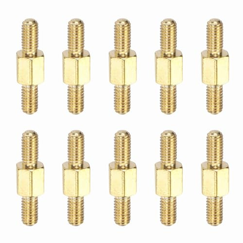 QUARKZMAN 10 Stück Doppelseitige Kupfer-Gewindestifte M3x6+5+6mm Beidseitig Gewindestift Für Sechskant-Doppelendstifte Stangen Rechts-Links-Gewinde Schrauben