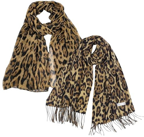 2 Stück Home Leo Schal Weiches Langes Tuch, Schal Damen, Warm Herbst Winter | Vintage Mode, Halstuch Damen Warmer Leoparden für Geldbörse Handtasche Tasche Schal für Damen und Mädchen