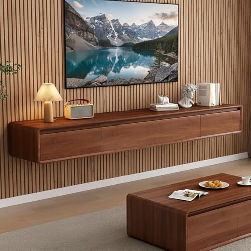 zaqiming Mueble de TV Suspendido con 2 Puerta 2 cajón, 160-240CM Madera Maciza muebele TV para TV para Salón, Dormitorio (Brown, 160X24X20CM)