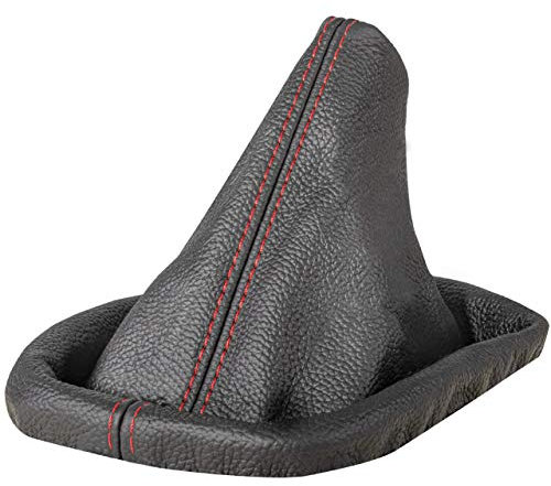 L & P Car Design Schaltsack Schaltmanschette kompatibel mit BMW 3er e30 e36 5er e34 100% Echtleder Leder (Naht rot)