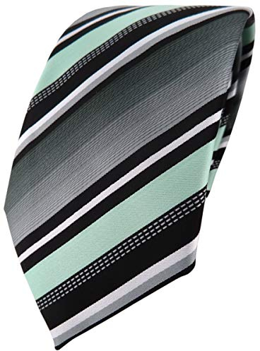 TigerTie Designer Krawatte in mint silber grau weiss gestreift - Tie Binder