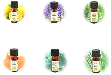 * 6er-Set ätherische Öle | Sechs verschiedene Düfte: Lavandin Lemongras Zitrone Orange Eukalyptus Fichtennadel | Duftöl für Duftlampe Diffusor Potpurri Aromatherapie Sauna | 6 x 10 ml