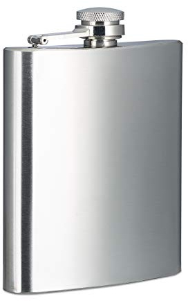 Relaxdays 2 x 200 ml Flask, Stainless Steel, 7 oz, Hip Flask with Screw Top, Sil