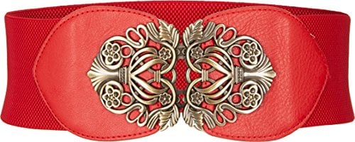 BlackButterfly 3 Zoll Breit Korsett Elastische Vintage Taillengürtel (Rot, XXL)