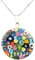 Murrina Millefiori aus Muranoglas mit Rand und Kette aus Silber, Muranoglas (Murano Glass), Silberfarben