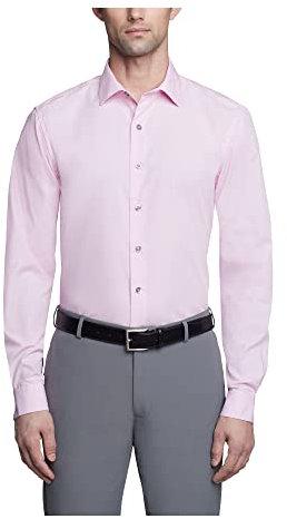 UNLISTED Dress Shirt Slim Fit Solid Camicia Elegante, Rosa, 38 cm-39 cm Collo 81 cm-84 cm Manica Uomo