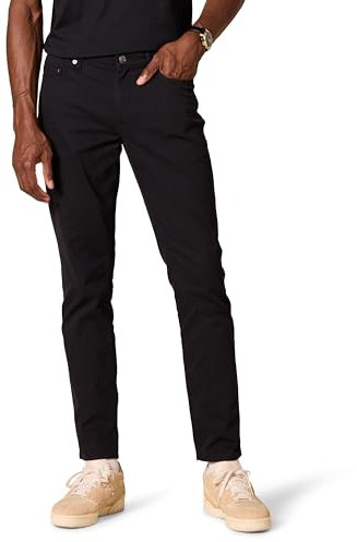 Amazon Essentials Men's Slim-Fit 5-Pocket Stretch Twill Trousers, Black, 29W / 28L