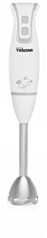 Tristar MX-4825 Stabmixer, abnehmbarer Edelstahl-Stab, 2 Geschwindigkeitsstufen, spülmaschinengeeignet, 250 Watt Leistung, Weiß