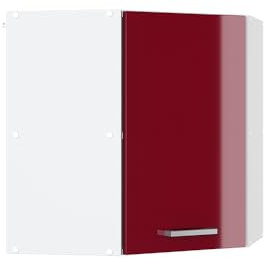 Vicco Eckhängeschrank R-Line, Küchen-Eckschrank, Bordeaux Hochglanz/Weiß, 57 cm