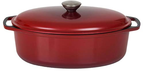 SSW Rosso Schlemmerbräter Aluminium-Guss Bräter Deckel mit Edelstahlknopf, Rot, 4 l