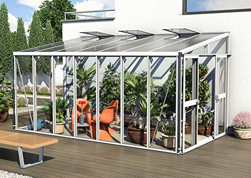 Vitavia Athena 11900 ESG/HKP, Weißes Anlehngewächshaus mit 2 Seitenfenstern