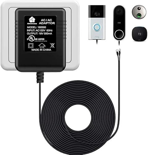 Power Adapter for Ring Doorbell, Universal Transformer Compatible with Multiple Types Including Ring Nest, Hello, Ecobee, etc, 16ft/5M, 18V…