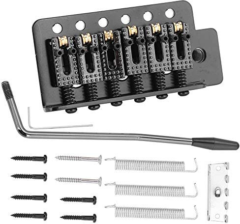 A Set 6 String Guitar Tremolo Bridge Tremolo System with Roller Single Locking Vibrato Bridge Replacement for ST Guitar(Black)