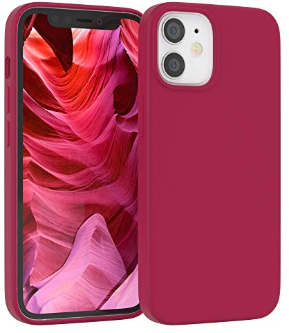 EAZY CASE Premium Silikon Handyhülle kompatibel mit iPhone 12 Mini Slimcover mit Kameraschutz und Innenfutter, Silikonhülle, Schutzhülle, Bumper, Handy Case, Hülle, Softcase, Beere