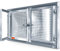 MEALIT: Fenster aus verzinktem Stahl, Doppelflügel + feststehendes Mittelstück, Breite 99 cm, Höhe 59 cm, Entriegelungsschloss, PVC-Griff + Verankerungslaschen, einbruchhemmend