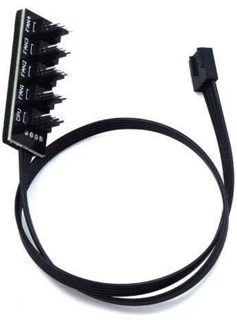 Multibao PWM Fan Hub, PC CPU Cooling 4 PIN/3PIN Fan Power Cable Hub Splitter Adapter Sleeved PWM Case Fan Splitter for 12V Desktop Computer Cooler Case Fans 15 Inch 5 Way