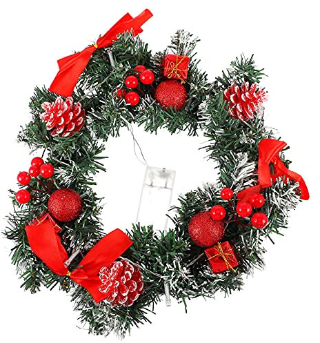 Housoutil Weihnachtskranz Mit Lampe Anhänger Girlande Ornament Tür Hängen Weihnachten Kranz Zubehör Dekoration Weihnachtsgirlande