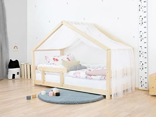 Benlemi Betthimmel für das Hausbett Lucky aus leichtem Chiffon 420x145 cm Weiß ÖkoTex 100% Polyester Dekoration für Kinder- und Jugendzimmer