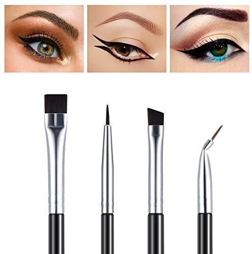 Nuenen Lot de 4 pinceaux de maquillage pour eyeliner de précision détaillée, remplissage des sourcils, peinture du corps ou du visage