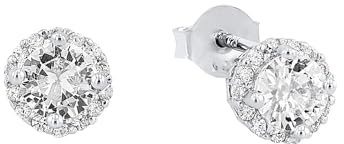 Amor Ohrstecker 925 Sterling Silber Damen Ohrschmuck, mit Zirkonia synth., 0,7 cm, Weiß, Kommt in Schmuck Geschenk Box, 9222490
