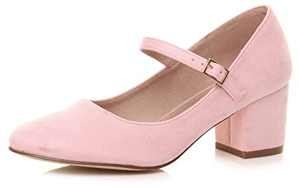 AJVANI Womens Ladies mid Block Heel Strap Work Evening Party Mary Jane Court Shoes Size