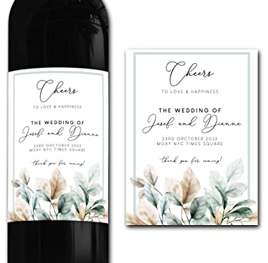 forefrontdesigns Personalised Wine Bottle Label – Custom Wine Labels & Stickers for Bottles – Perfect for Weddings, Birthdays, Anniversaries & Special Events