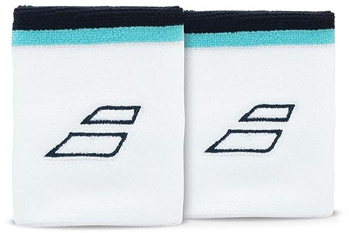 Babolat Wristband 2er Pack Weiß/Blau für Tennisspieler, Sportbegeisterte, Aktive Menschen, Männer