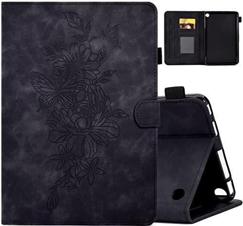 MOKASE Case for Amazon All-New Kindle Fire 7 Tablet 12th Generation 2022 Latest Model 7, Suede Leather Folio Stand Cover, Smart Auto Wake/Sleep with Pen Holder for Fire 7 12th Generation 2022, Black