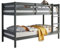 Stella Trading MORITZ Modernes Hochbett mit Leiter & zwei Liegeflächen 90 x 200 cm - Platzsparendes Kinder Etagenbett aus massiver Kiefer, Grau - 97 x 140 x 207 cm (B/H/T)