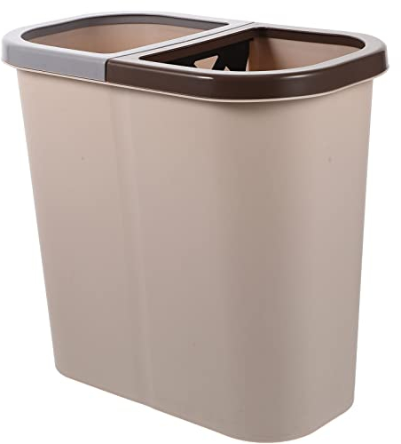 Alipis Cubo De Basura Doble Cubo De Basura De Cocina De Plástico Cubo De Basura Clasificado De 2 Compartimentos Cubo De Basura De Reciclaje Para El Hogar Cocina Baño Marrón