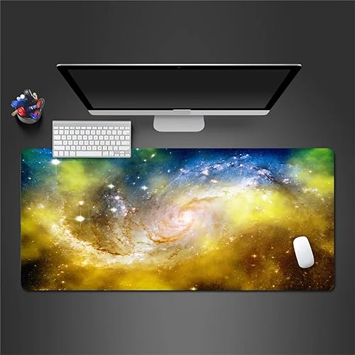 Mauspads Gelber Nebel Gaming Mauspad XXL 900x400x4mm Mousepad Großes Tischunterlage Computer Zubehör Rutschfest Schreibtischunterlage Waschbar Widerstandsfähig für Büro Laptop Tisch