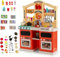 DREAMADE 69 TLG. Kinderküche mit Dampf Licht Sound Wasser, Kinderspielküche mit Spüle Wasserhahn Herd Backofen, Spielzeugküche, Spielküche für Kinder ab 3 Jahren (Orange)