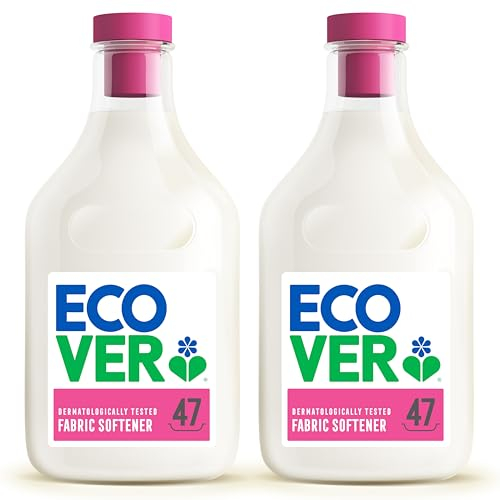 Ecover Fabric Softener, Fabric Conditioner to Soften Your Clothes, Fresh Scent Apple Blossom & Almond, 2 x 47 Washes, 2 x 1.43L
